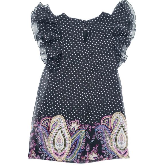 Hype Girls Polkadot Flutter Sleeve Paisley Summer Dress SZ 7 Black, Pink, White - Picture 5 of 5
